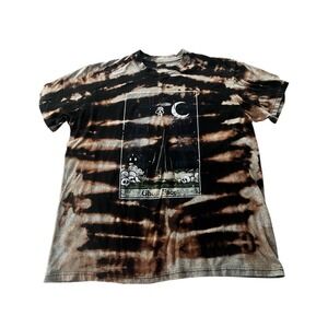 Ghostface Death Tarot Card Custom Bleach Tie Dye Black T-Shirt Size L Horror Y2K